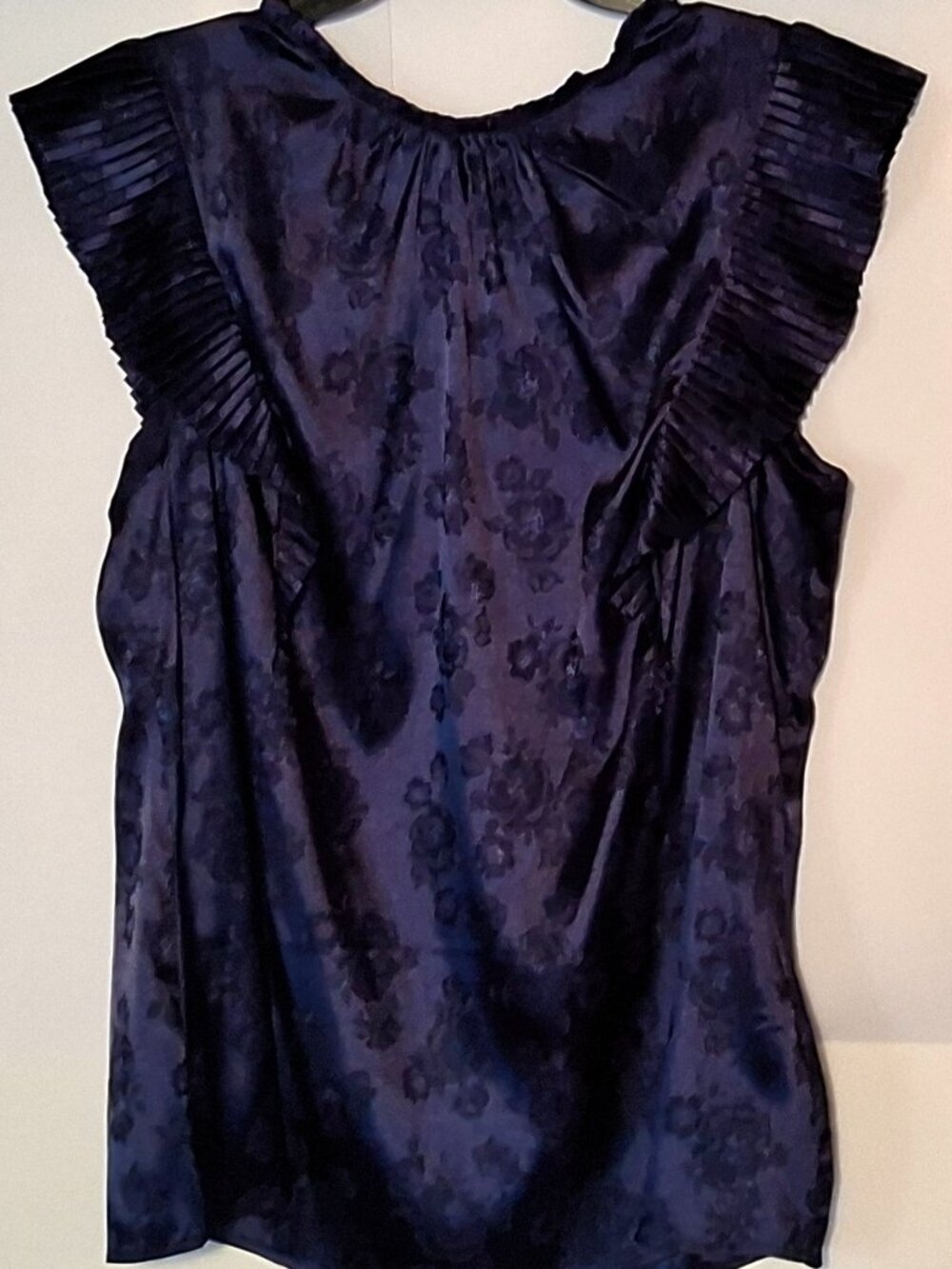 City Chic Ophelia Navy Blue Floral Pleated Sleeve Top Blouse